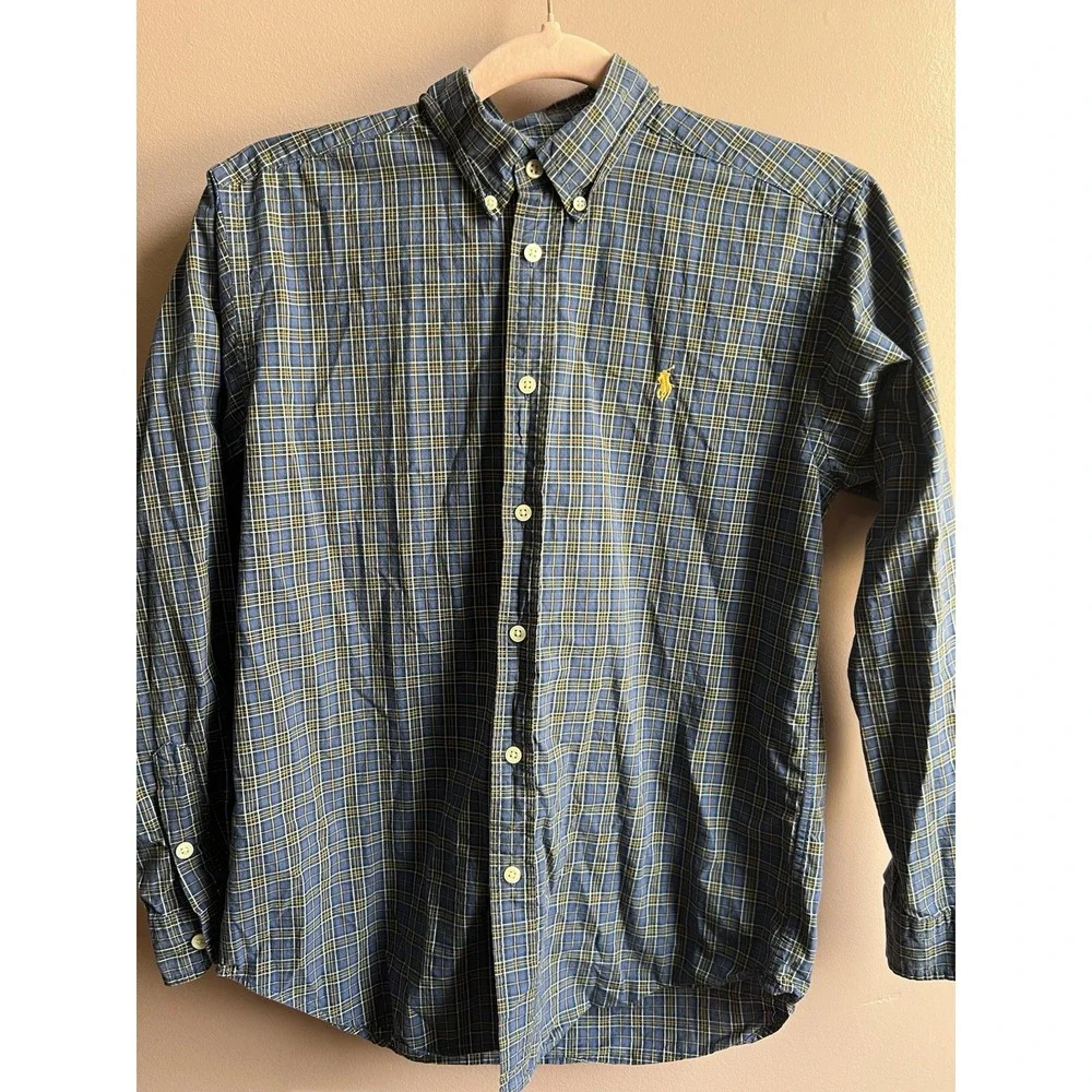 Ralph Lauren Youth Boys Button Down Shirt Plaid‎ Size Large (14-16)